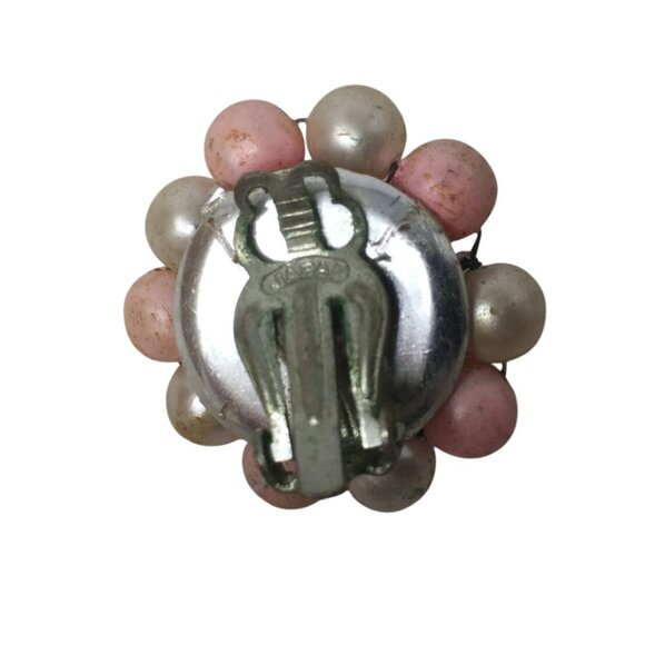 Women's Vintage Pink and Silver tone Clip On Cluster Earrings - Picture 3 of 5